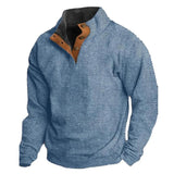 Men's Casual Herringbone Print Henley Collar Long Sleeve Sweatshirt 26063312Y