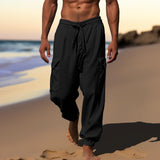 Men's Solid Elastic Waist Multi-pocket Casual Pants 00817334Z
