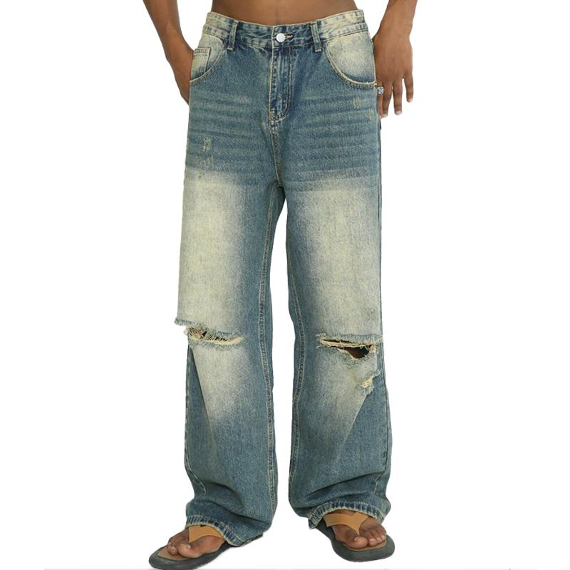 Men's Loose Washed Ripped Jeans 55092565Y