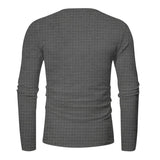 Men's Casual Waffle Henley Collar Slim Fit Long Sleeve Pullover Sweatshirt 87404419M