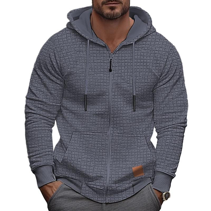 Veste à capuche à manches longues en tissu gaufré uni pour homme 34548058Y