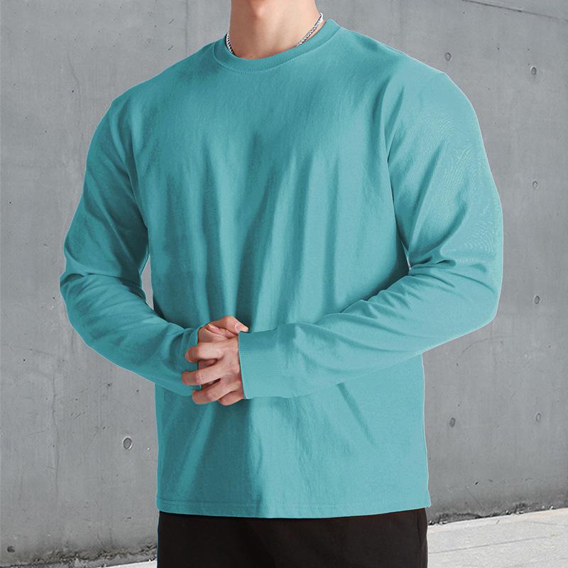 Men's Retro Casual Solid Color Round Neck Sweater Long Sleeve T-shirt 98709800TO