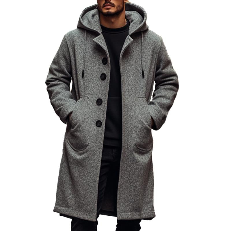 Men's Solid Color Casual Hooded Coat 35715905X