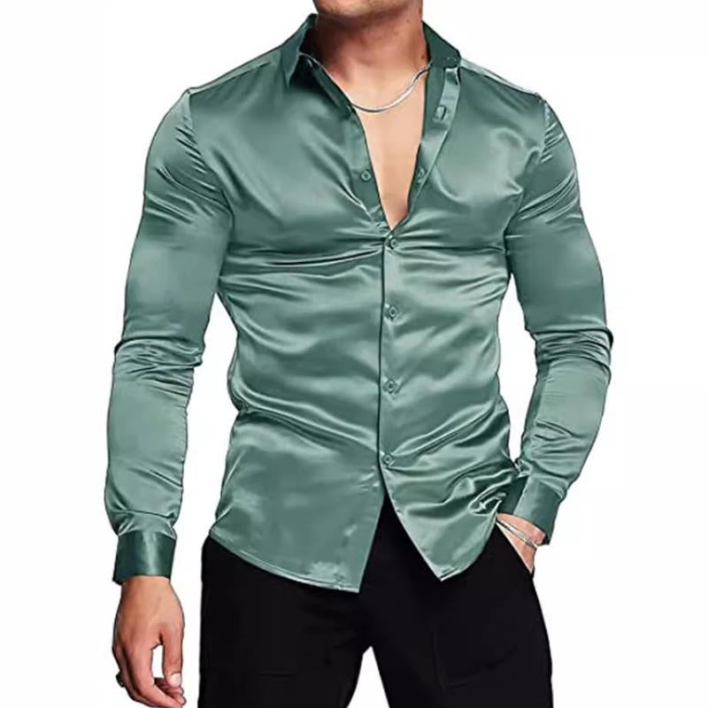 Men's Shiny Solid Color Shirt 56212505U