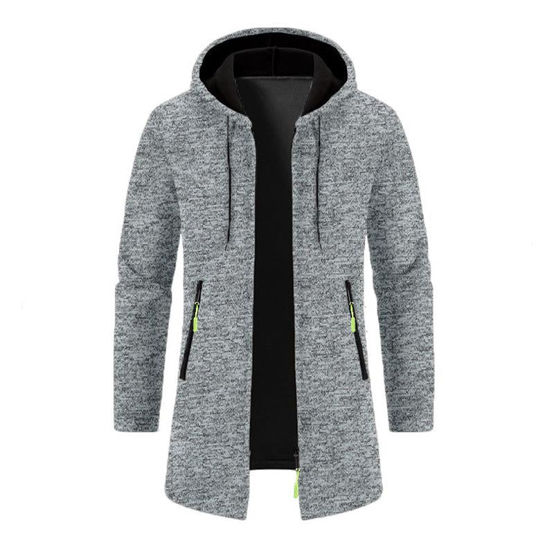 Men's Loose Hooded Zipper Mid-Length Coat 70465461X