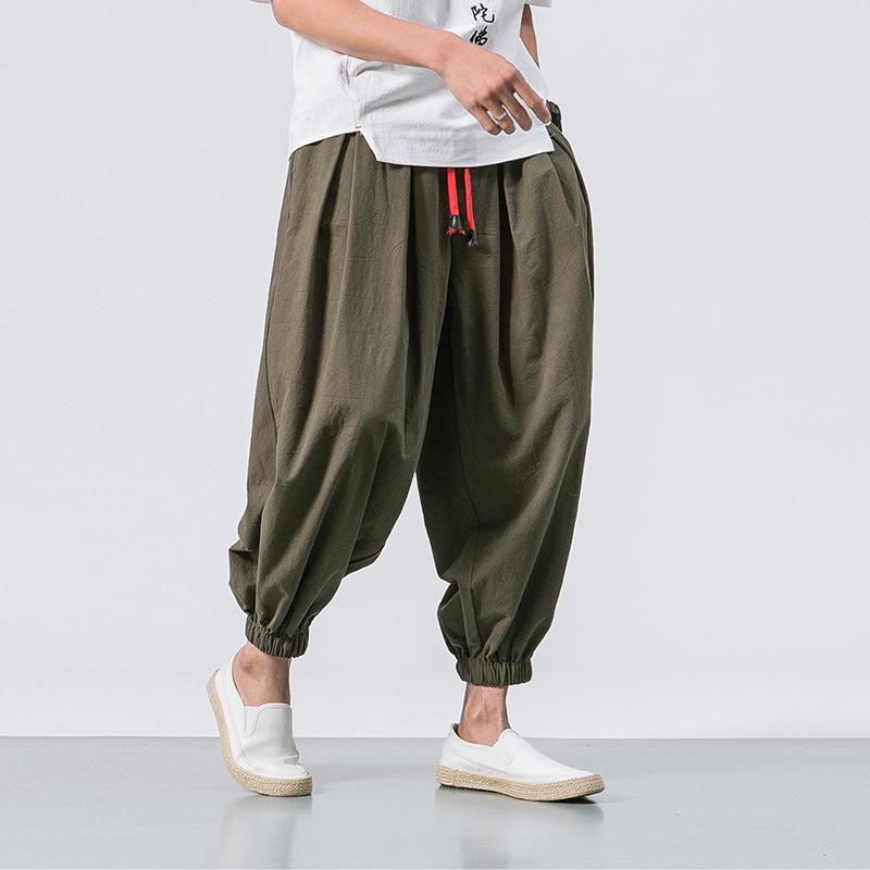 Men's Elastic Loose Cotton and Linen Harem Pants 70666008X