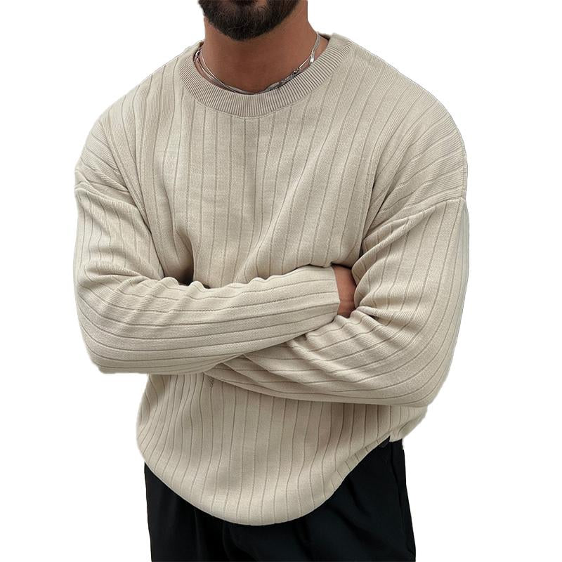 Men's Crew Neck Striped Knitted Sweater 77879125X