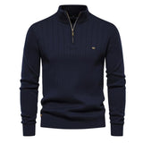 Men's Stand Collar Half Zip Solid Color Pullover Sweater 99789897X