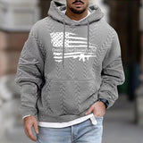 Men's Casual Jacquard Long Sleeve Lace-up Hoodie 18283403X