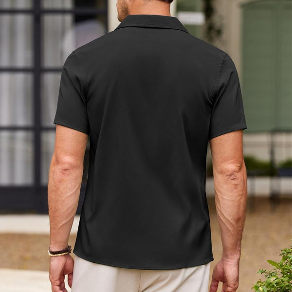 Men's Solid Color Lapel Casual Short-Sleeved Shirt 38860460Y
