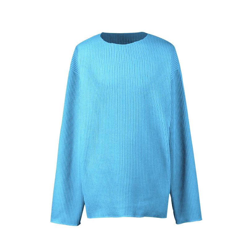 Men's Solid Color Loose Knit Round Neck Long Sleeve Sweater 00366853Z