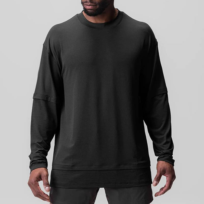 Men'S Sport Loose Solid Color Long-Sleeved T-Shirt 15237120Y
