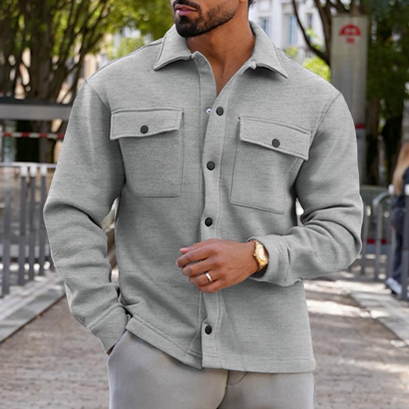 Men's Fleece Lapel Single-breasted Solid Jacket 18429543X