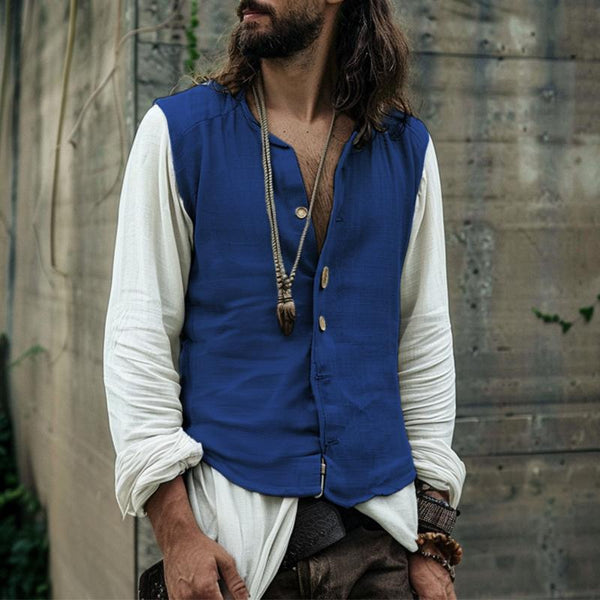 Men's Vintage Cotton and Linen Patchwork Vest 15890216TO