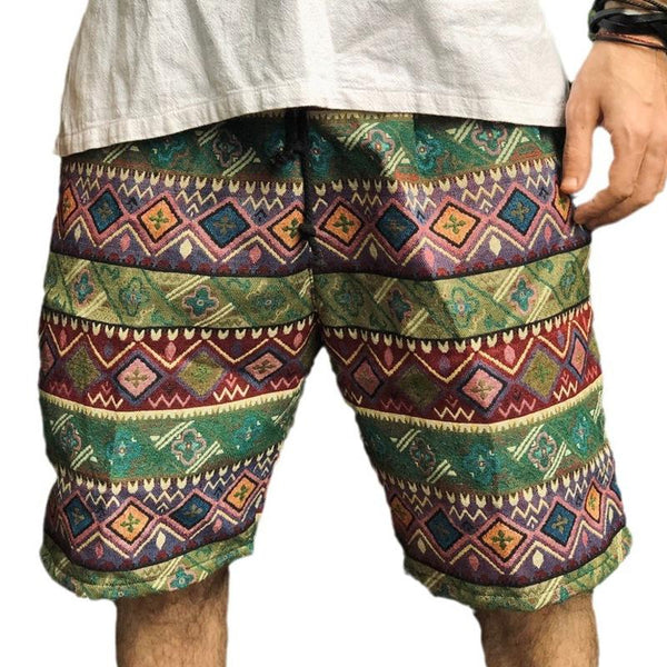 Men's Retro Printed Straight Quick Dry Beach Shorts 50140015M