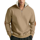 Men's Retro Colorblock Plush Fleece Lapel Stand Collar Long Sleeve Sweatshirt 04671853Z