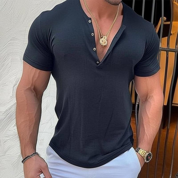 Men's Casual Slim Fit Solid Color Short-sleeved T-shirt 06246225TO