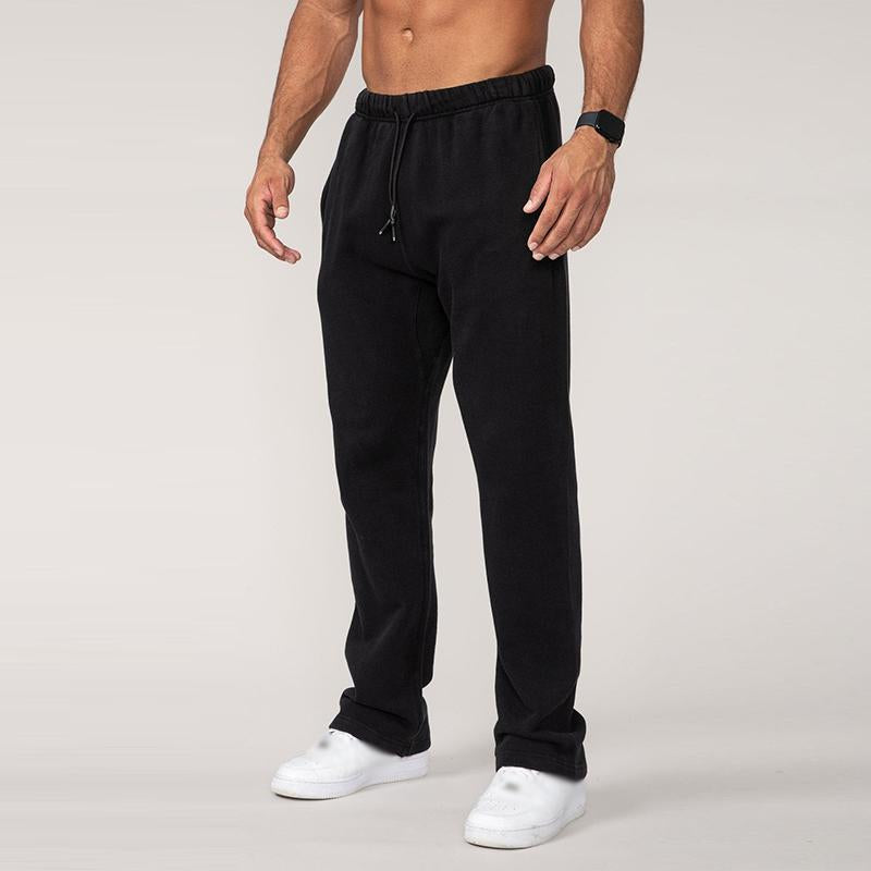Men's Casual Solid Color Cotton Elastic Waist Loose Sports Pants 74979046M