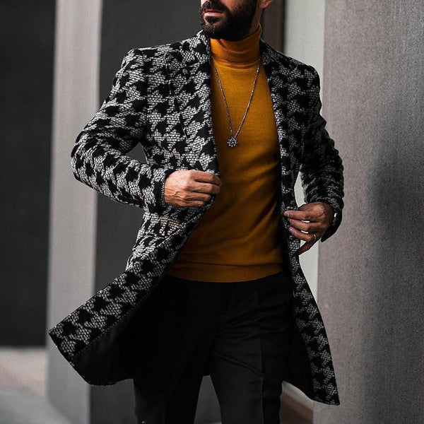 Men's Fashion Houndstooth Print Blazer Coat 11201934X