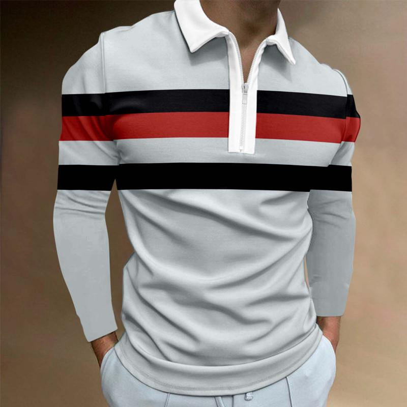 Men's Classic Striped Long Sleeve POLO Shirt 79778353X