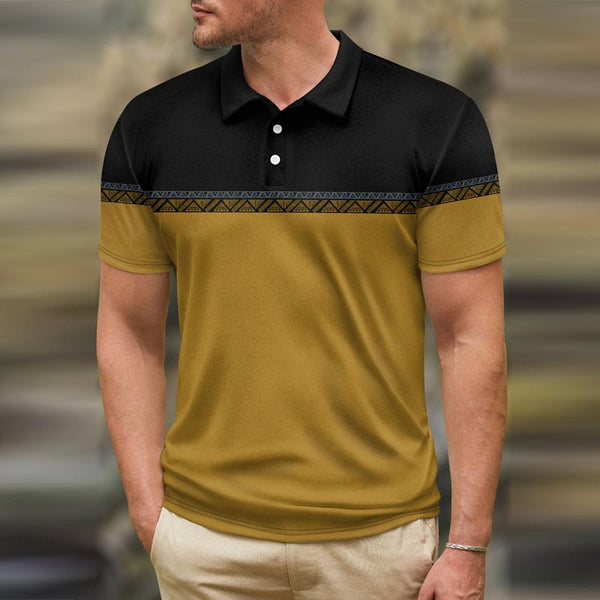 Men's Casual Printed Lapel Short Sleeve Polo Shirt 40388320Y