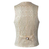 Men's Vintage Solid Jacquard Collarless Vest 38777713Y