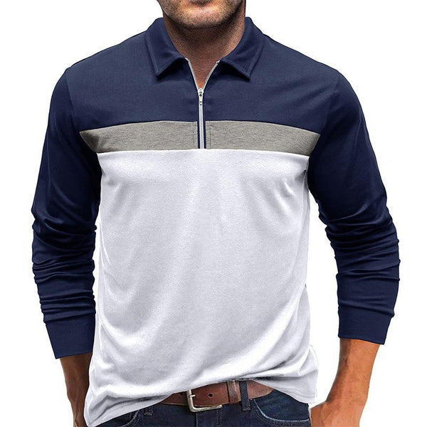 Men's Lapel Half-Zip Long Sleeve POLO Shirt 62651752X