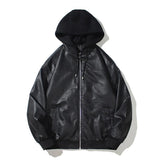 Men's PU Leather and Cotton Thick Hooded Jacket 04759916U