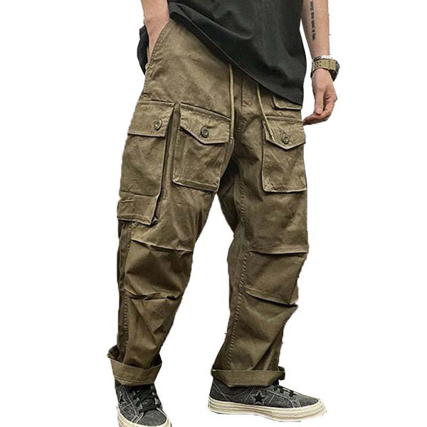 Men's Classic Casual Loose Elastic Waist Multi-Pocket Overalls 88279165K