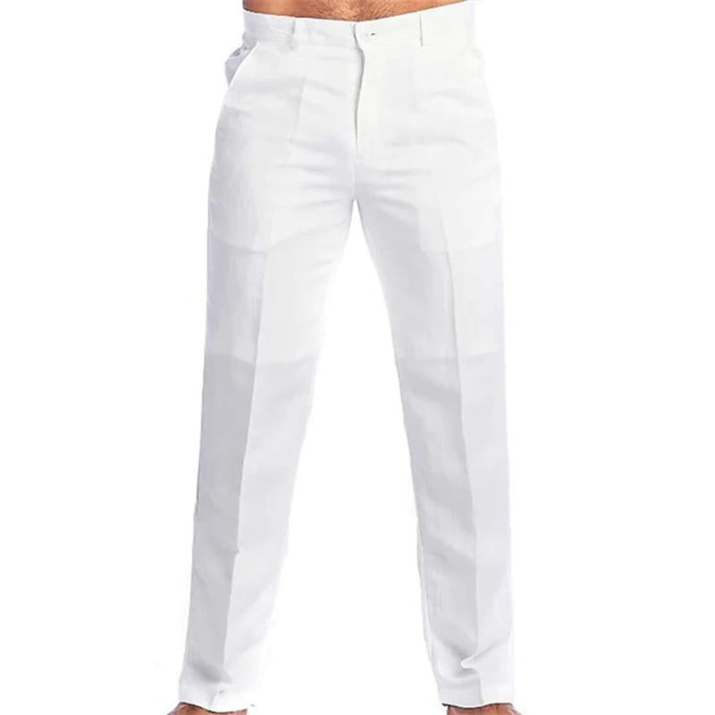 Men's Casual Solid Color Linen Blend Loose Casual Pants 73137836M