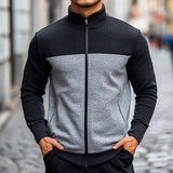 Men's Retro Casual Colorblock Stand Collar Zipper Sweatshirt 94672326TO