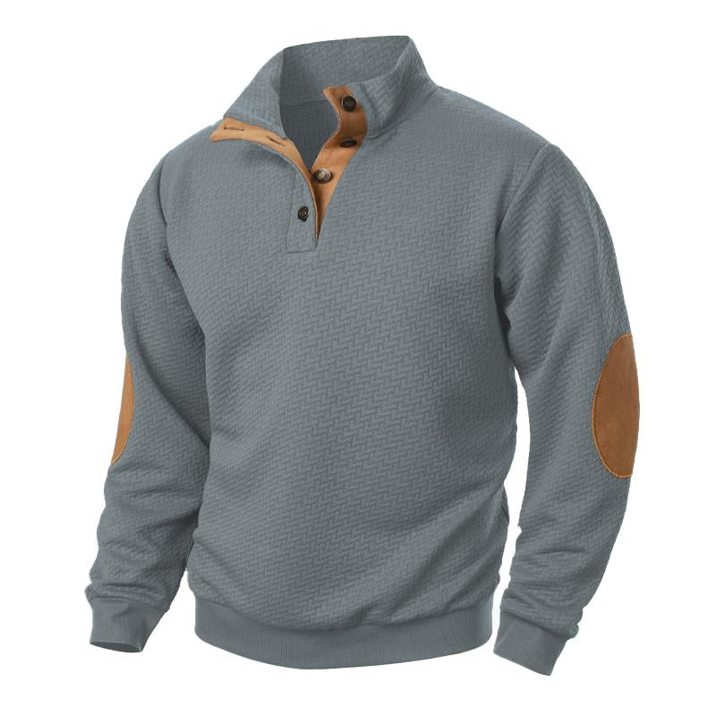 Men's Stand Collar Colorblock Casual Jacquard Sweatshirt 29854596X