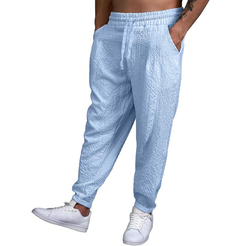 Men's Breathable Solid Color Loose Casual Bubble Pants 58998461Z