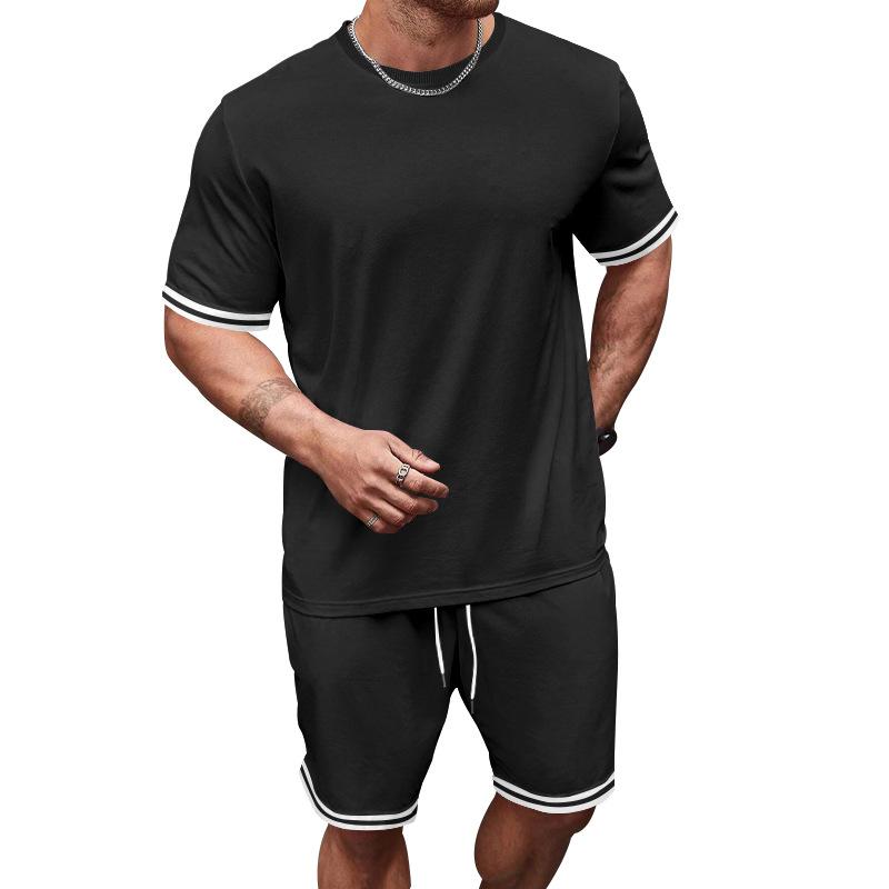 Men's Casual Sports Round Neck Short-Sleeved T-Shirt Loose Shorts Set 38957779M