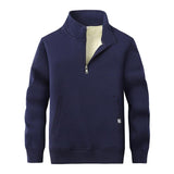 Men's Casual Stand Collar Washed Sherpa Loose Warm Pullover Sweatshirt 34040550M