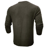 Men's Casual Solid Color Collar Long Sleeve Round T-Shirt 69622690M