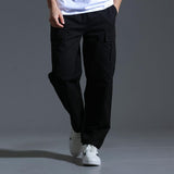 Men's Solid Cotton Multi-pocket Straight Cargo Pants 48042048Z