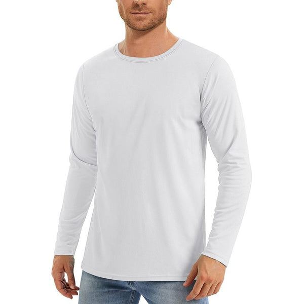 Men's Solid Color Quick-drying Sports Round Neck Long-sleeved T-shirt 49845940X