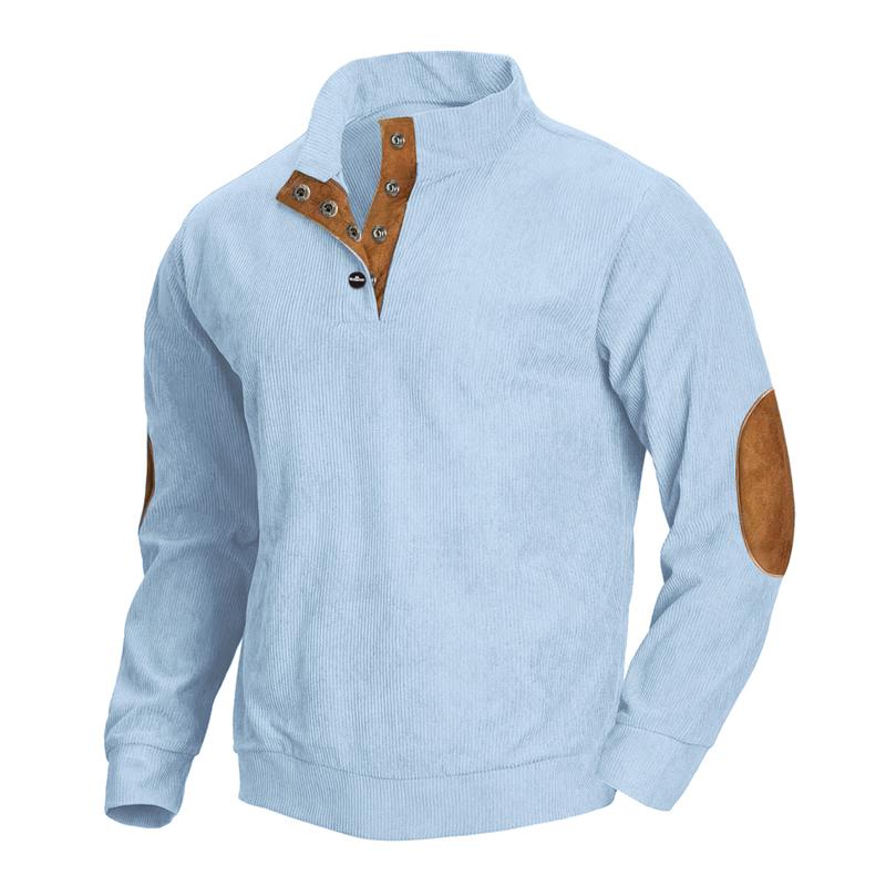 Men's Casual Stand Collar Long Sleeve Corduroy Pullover Sweatshirt 14277902M