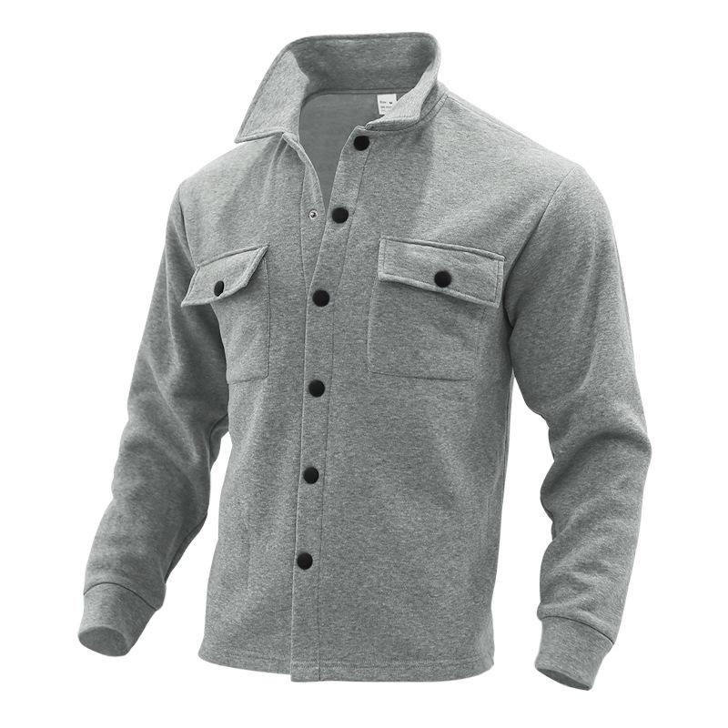 Men's Fleece Lapel Single-breasted Solid Jacket 18429543X