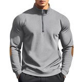 Men's Casual Zipper Stand Collar Fleece Contrast Patchwork Loose Sweatshirt 74350171M