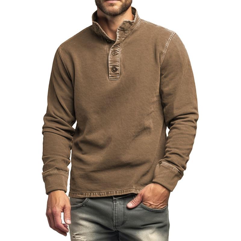 Men's Solid Color Stand Collar Long Sleeve Sweatshirt 26813846X