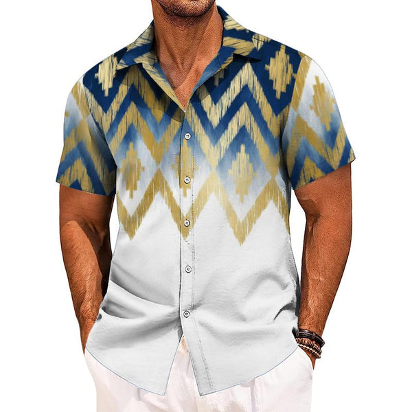 Men's Casual Gradient Lapel Short Sleeve Shirt 49167105TO