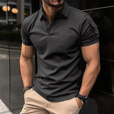 Men's Solid Lapel Sleeve Pocket Short Sleeve Polo Shirt 85665699Z