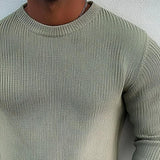 Men's Solid Color Crew Neck Knitted Sweater 95317354X