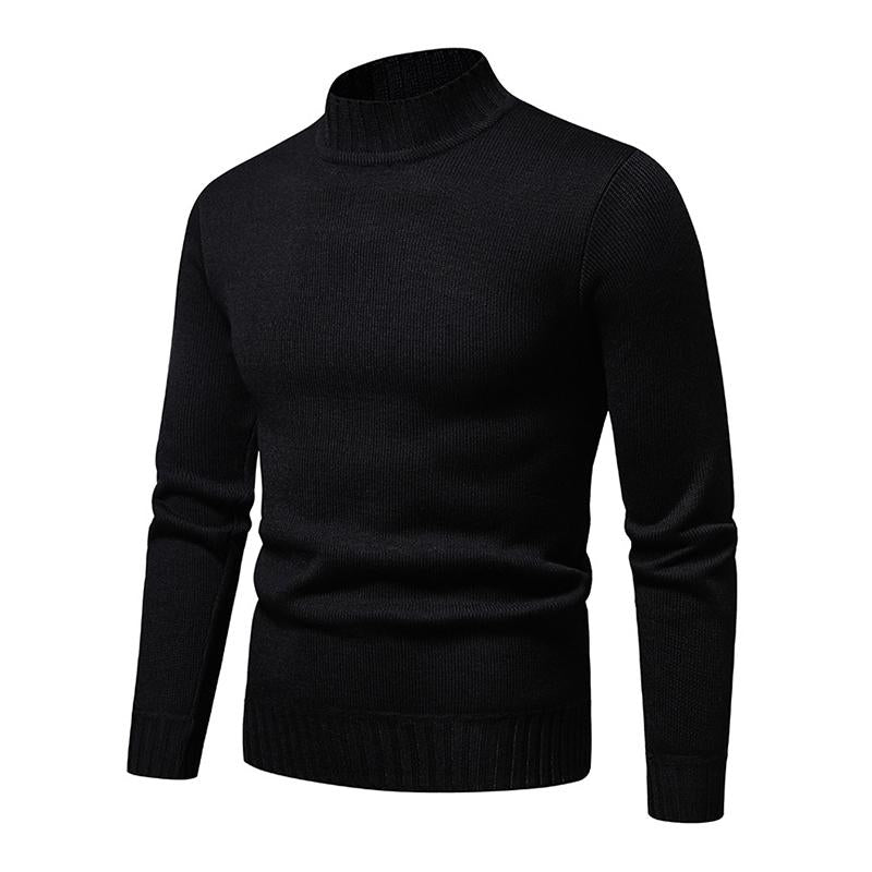 Men's Casual Solid Color Turtleneck Slim Fit Knitted Pullover Sweater 03936776M