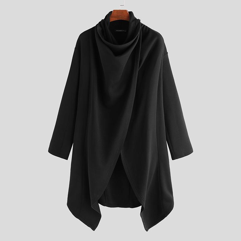 Men's Solid Gothic Style Pleated Long Sleeve Cape Coat 54287036Z