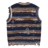 Men's Contrast Color V-Neck Striped Sleeveless Knitted Vest 89407121U