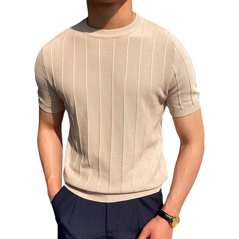 Men's Casual Breathable Solid Color Round Neck Short-Sleeved T-Shirt 59944347M