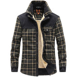 Men's Retro Check Stitching Corduroy Lining Plush Warm Jacket 19396468Y